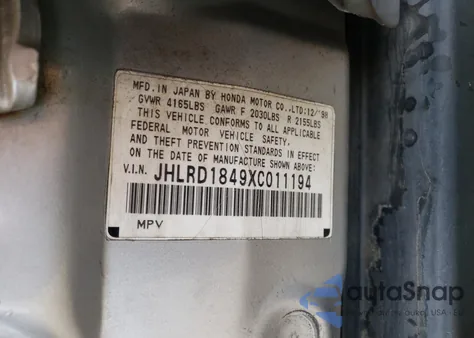 1999 Honda Cr-V Lx from USA, damaged, VIN JHLRD1849XC011194